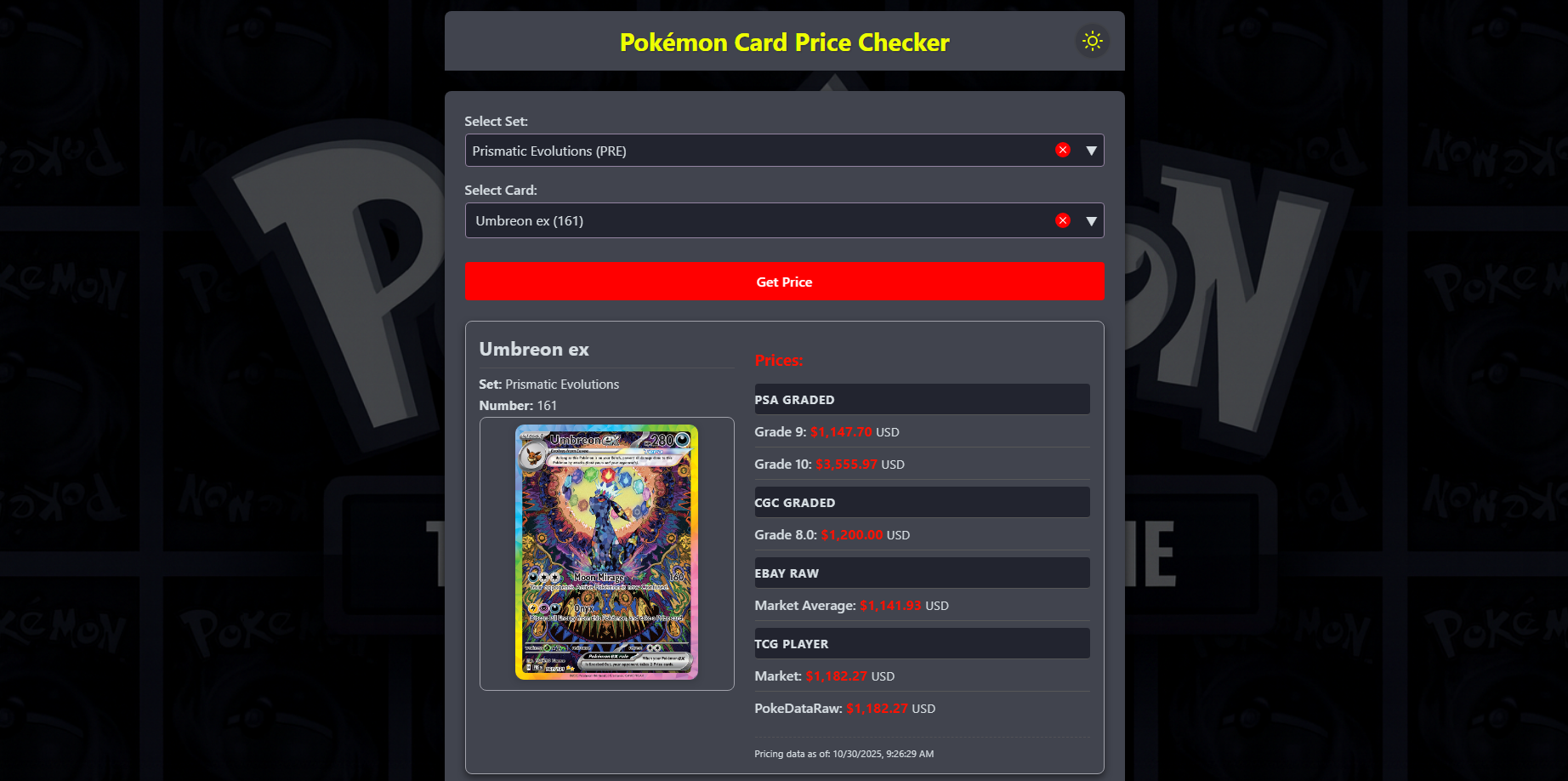 Pokémon Card Price Checker screenshot